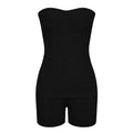 Side Split Tube Top & Skinny Shorts Outfit Set XD21