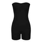 Side Split Tube Top & Skinny Shorts Outfit Set XD21