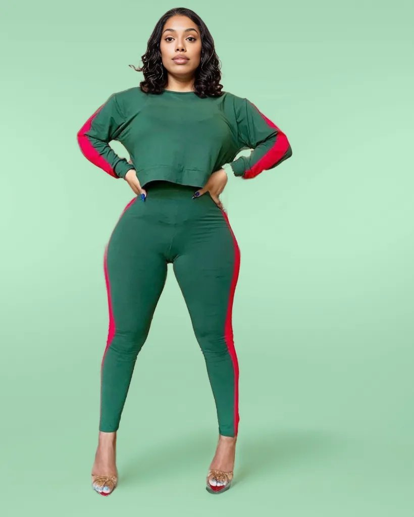 Side Stripe Block Two Piece Tracksuit Set XD21