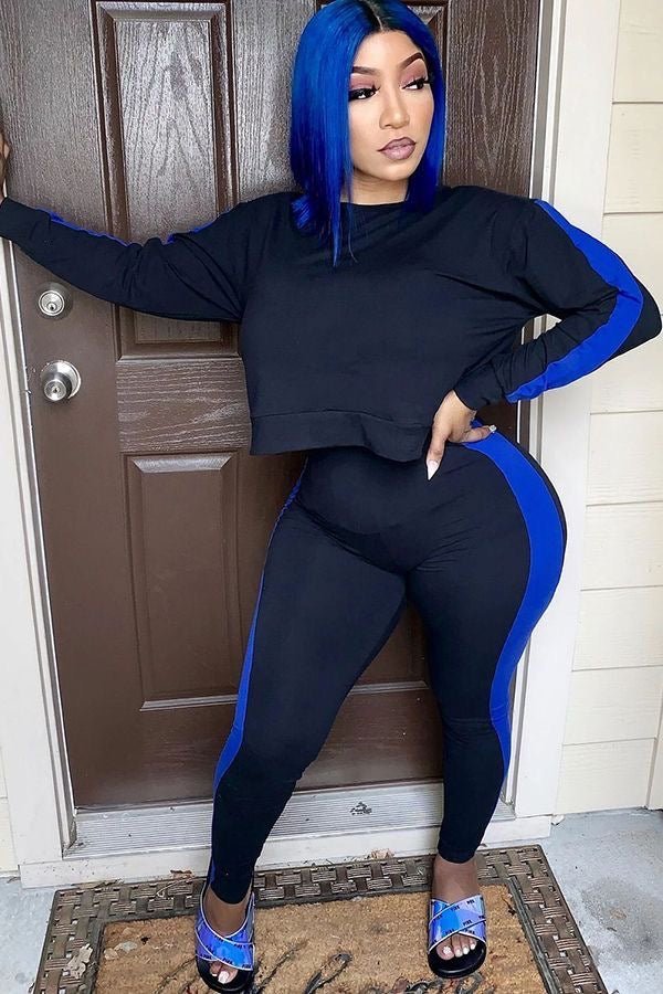 Side Stripe Block Two Piece Tracksuit Set XD21