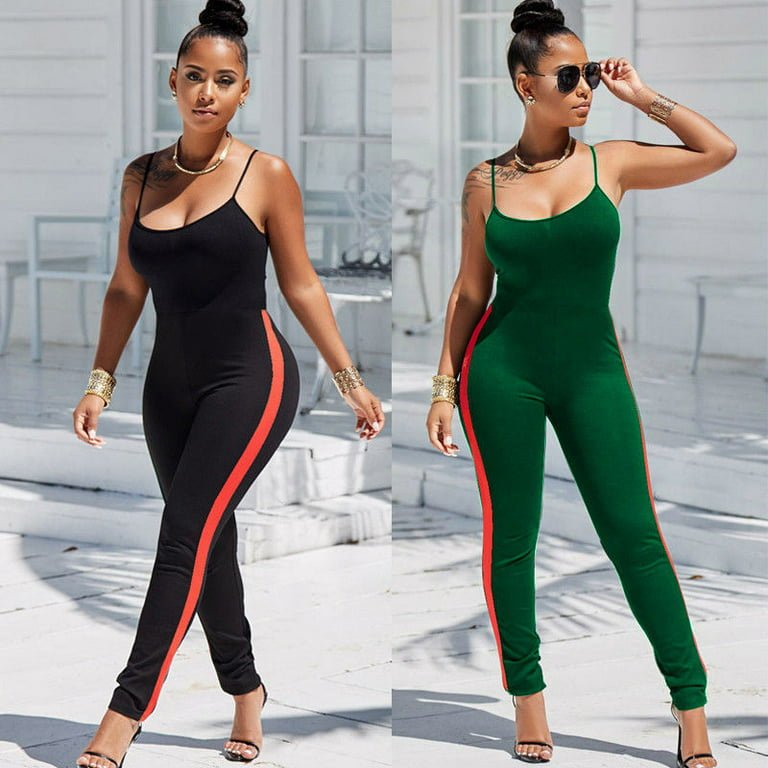 Side Stripe Spaghetti Strap Jumpsuit XD21