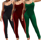 Side Stripe Spaghetti Strap Jumpsuit XD21