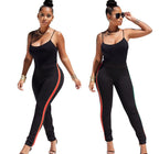 Side Stripe Spaghetti Strap Jumpsuit XD21
