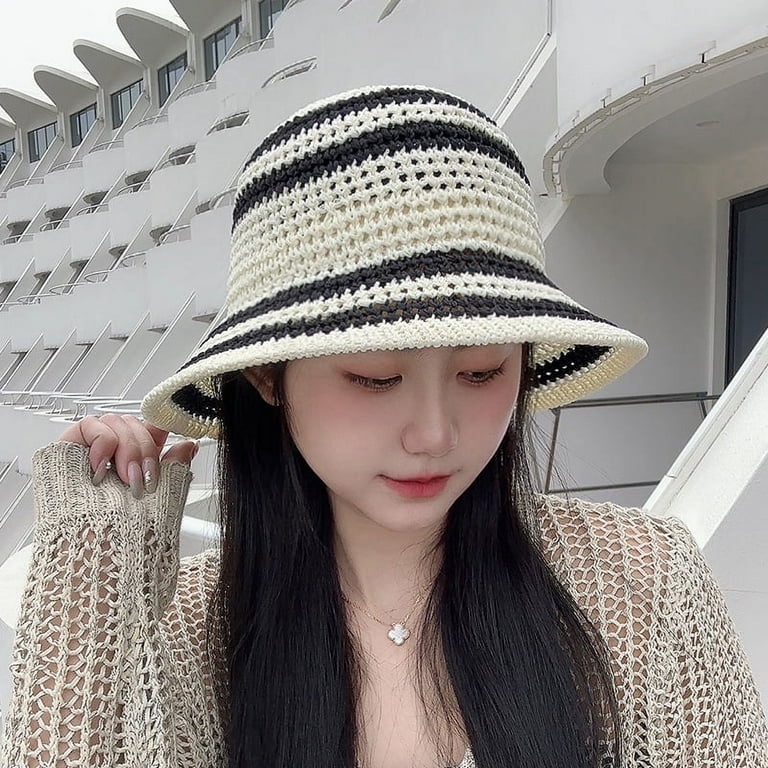 Striped Crochet Bucket Hat – Lightweight Summer Sun Hat