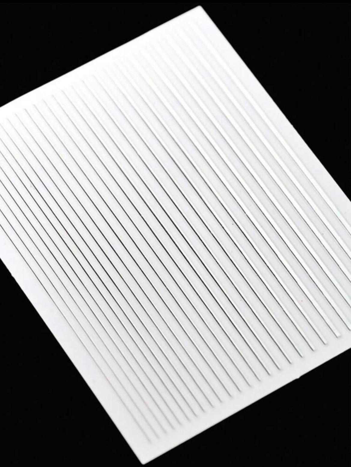 White & Silver Stripe Pattern Nail Art Stickers – 4 Sheets