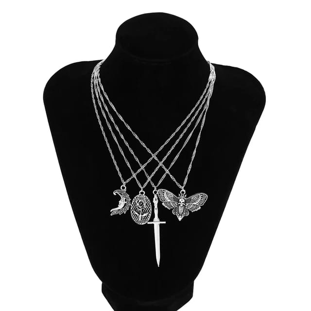 Silver Gothic 4pc Necklace Set Pendant XD21