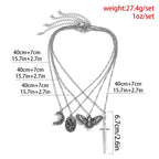 Silver Gothic 4pc Necklace Set Pendant XD21