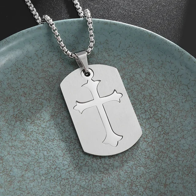 Simlpe Silver Cross Pendant Necklace XD21