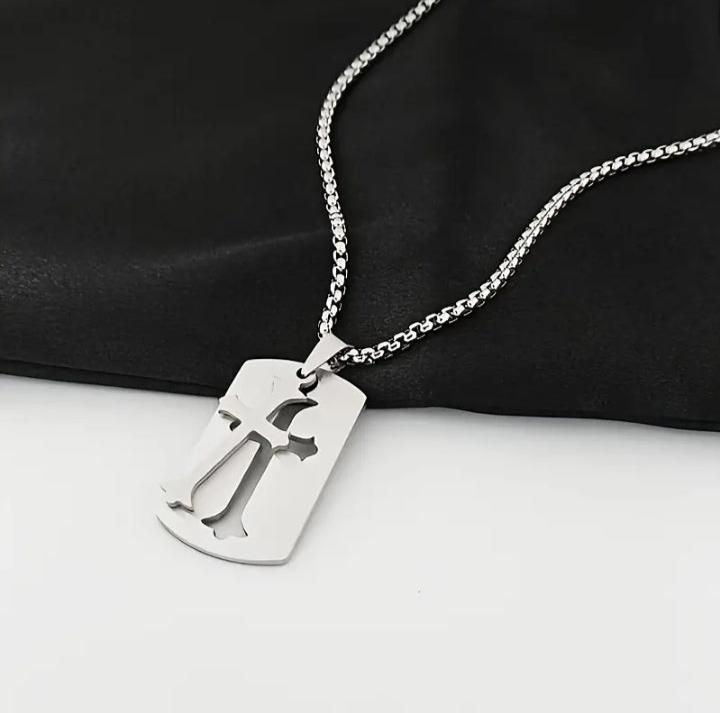Simlpe Silver Cross Pendant Necklace XD21