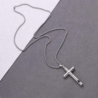 Simlpe Silver Cross Pendant Necklace XD21
