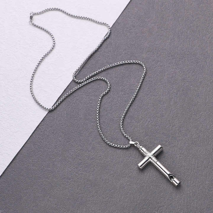 Simlpe Silver Cross Pendant Necklace XD21