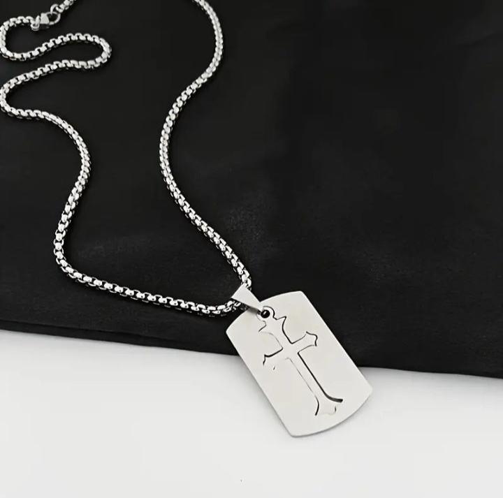 Simlpe Silver Cross Pendant Necklace XD21