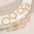 Simple Retro Round Gemstone Ring Set 8pc XD21