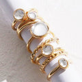 Simple Retro Round Gemstone Ring Set 8pc XD21