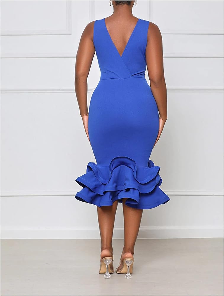 Sleeveless 3D Three-Dimensional Skirt V-Neck Evening Dress XD21