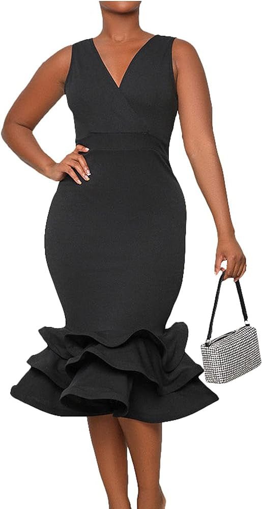 Sleeveless 3D Three-Dimensional Skirt V-Neck Evening Dress XD21