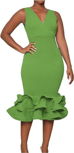 Sleeveless 3D Three-Dimensional Skirt V-Neck Evening Dress XD21