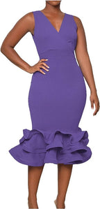 Sleeveless 3D Three-Dimensional Skirt V-Neck Evening Dress XD21