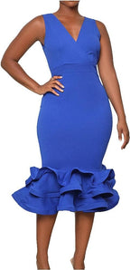 Sleeveless 3D Three-Dimensional Skirt V-Neck Evening Dress XD21