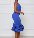 Sleeveless 3D Three-Dimensional Skirt V-Neck Evening Dress XD21