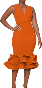 Sleeveless 3D Three-Dimensional Skirt V-Neck Evening Dress XD21