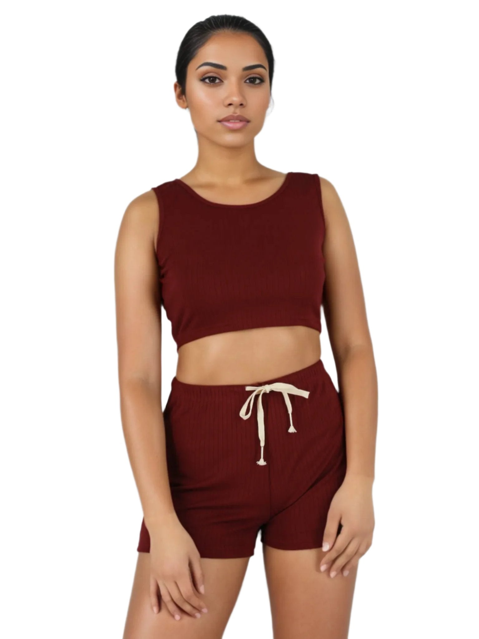 Sleeveless Crop Top and Shorts Loungewear Set XD21