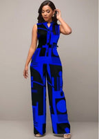Sleeveless Geometric Pants Jumpsuit XD21