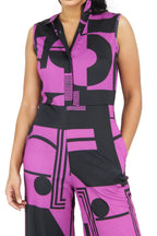 Sleeveless Geometric Pants Jumpsuit XD21
