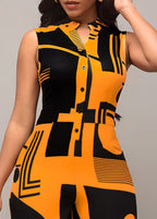 Sleeveless Geometric Pants Jumpsuit XD21