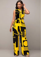 Sleeveless Geometric Pants Jumpsuit XD21