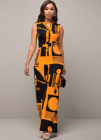 Sleeveless Geometric Pants Jumpsuit XD21