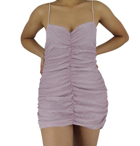 Sleeveless Glitter Ruched Mini Dress XD21