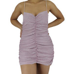 Sleeveless Glitter Ruched Mini Dress XD21