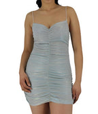 Sleeveless Glitter Ruched Mini Dress XD21