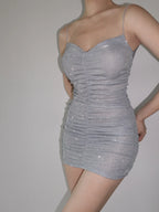 Sleeveless Glitter Ruched Mini Dress XD21