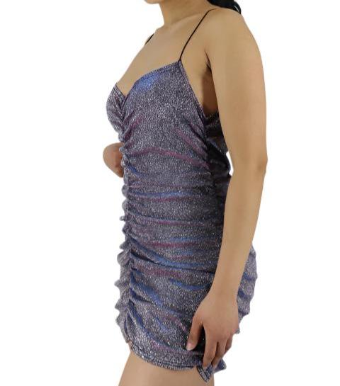 Sleeveless Glitter Ruched Mini Dress