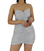 Sleeveless Glitter Ruched Mini Dress XD21