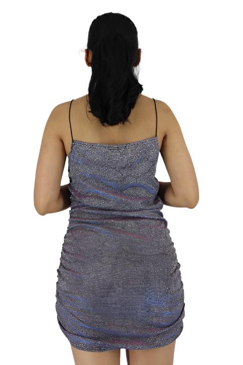 Sleeveless Glitter Ruched Mini Dress XD21
