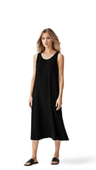 Sleeveless Loose Midi Dress with Pockets XD21