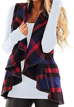 Sleeveless Plaid Jacket Throw Over XD21