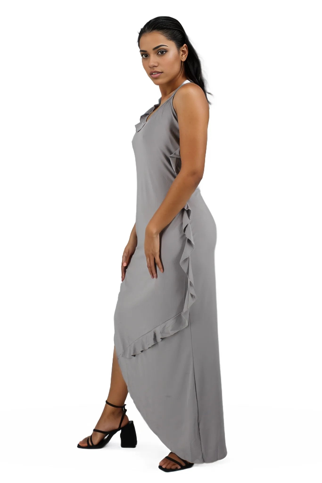 Sleeveless Ruffles Sexy Long Dress