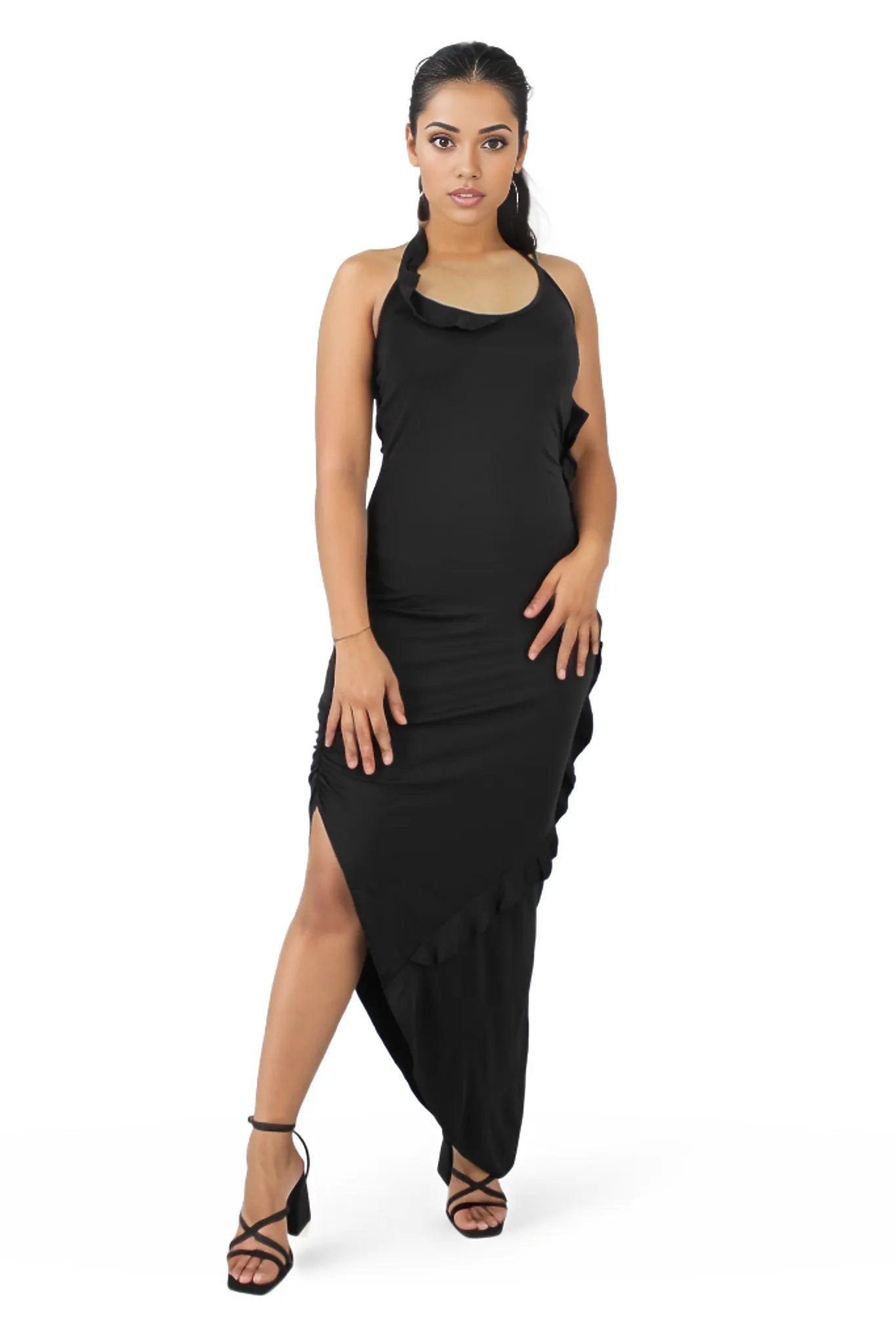 Sleeveless Ruffles Sexy Long Dress