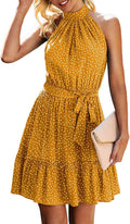 Sleeveless halter neck ruffle without belt mini dress - XD21