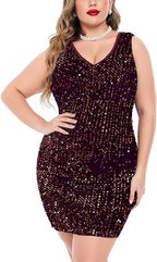 Sleeveless sequence curve mini dress XD21