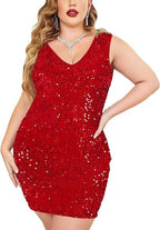 Sleeveless sequence curve mini dress XD21
