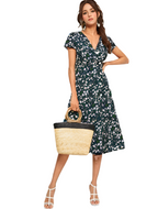 Small Flower Print Wrap Dress XD21