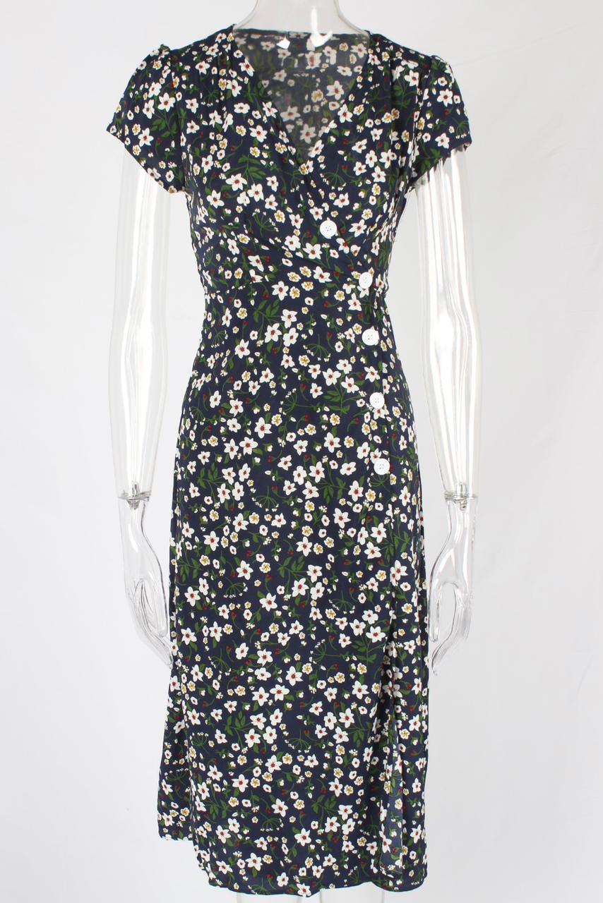 Small Flower Print Wrap Dress - XD21