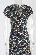 Small Flower Print Wrap Dress - XD21