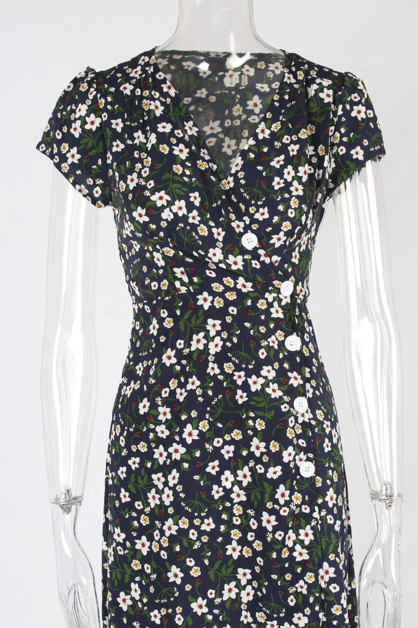 Small Flower Print Wrap Dress - XD21