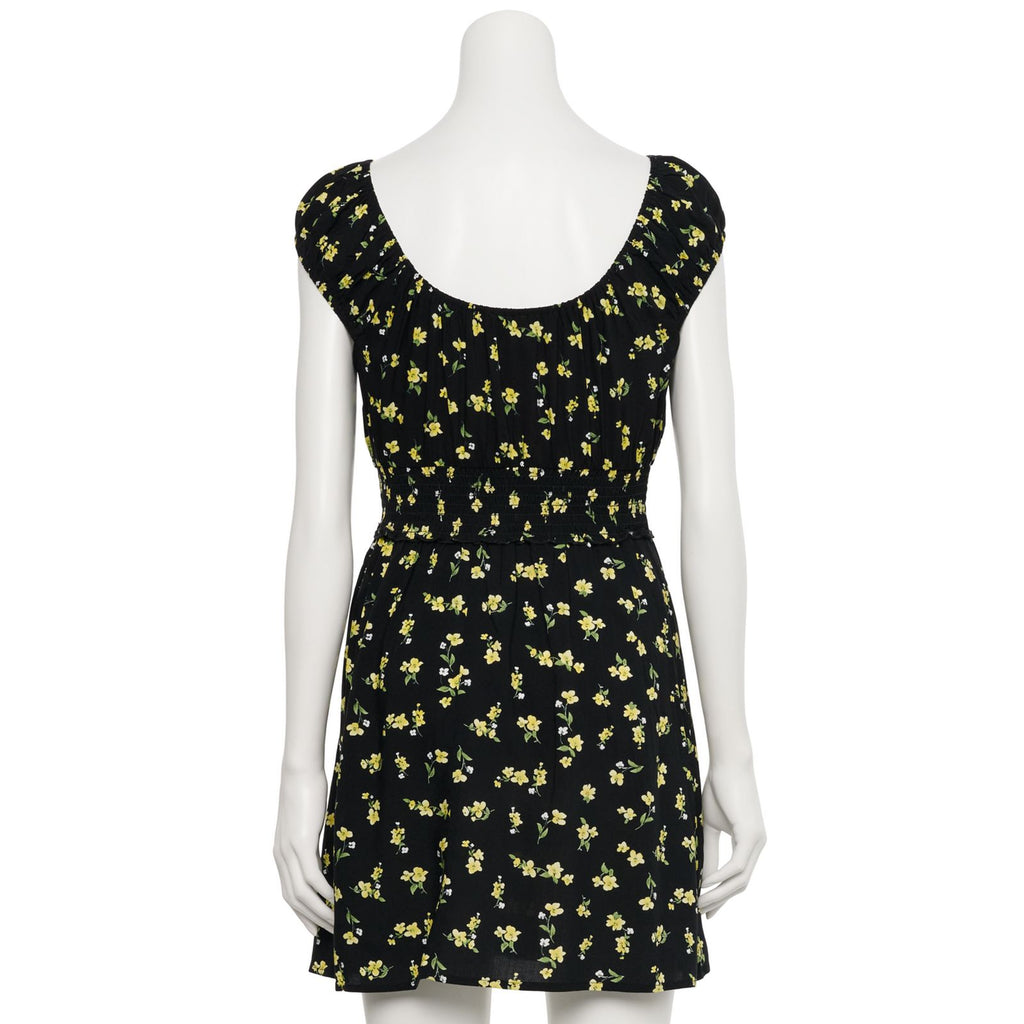 Smocked Waist Drawstring Mini Dress XD21